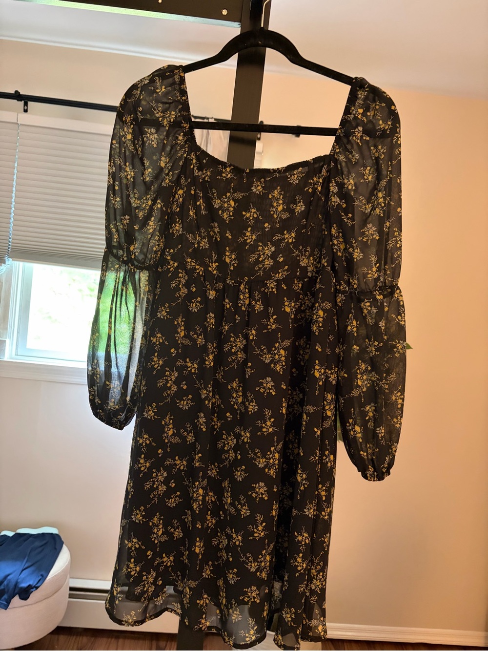 Amazon Black Mini Dress with Yellow Floral Print